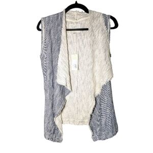 Grey State Navy Cotton Chevron Knit Waterfall Cardigan Size 2/Med NWT $198